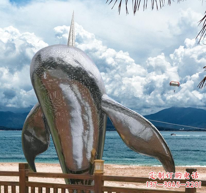 威海不锈钢鲸鱼雕塑精美绝伦