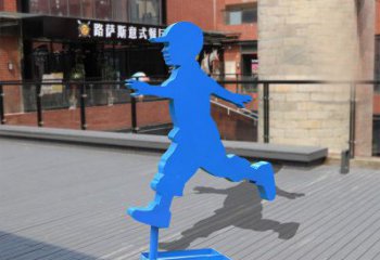 威海儿童雕塑不锈钢跑步儿童雕塑