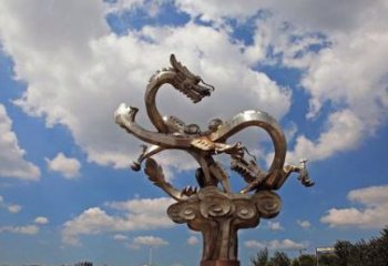 威海不锈钢双龙戏珠雕塑——千古传说的艺术瑰宝