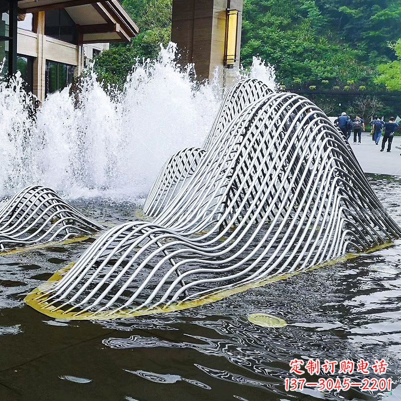 威海不锈钢网格制作的假山雕塑