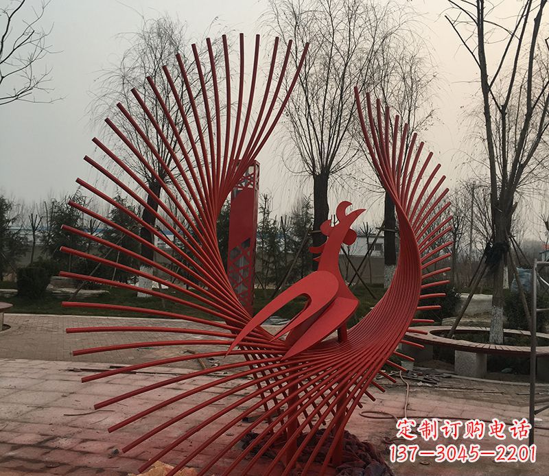 威海不锈钢网状凤凰雕塑精美的艺术之作
