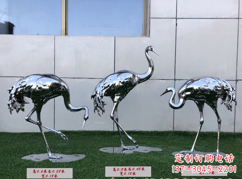威海不锈钢仙鹤雕塑传承中国古典美感