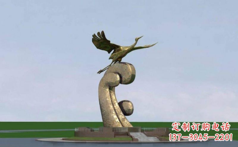 威海不锈钢仙鹤雕塑象征着美丽和宁静