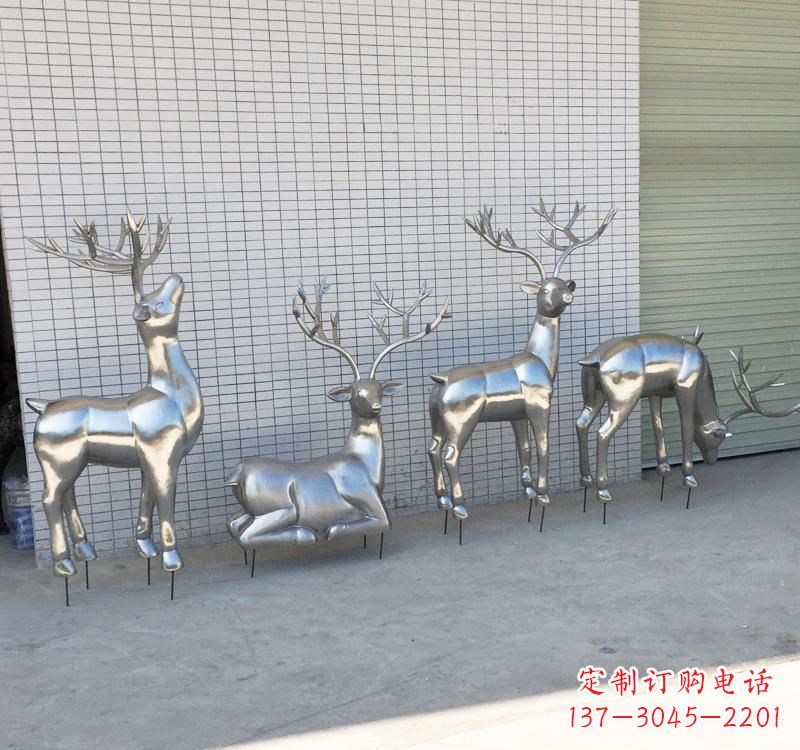 威海不锈钢梅花鹿雕塑传承美丽的自然