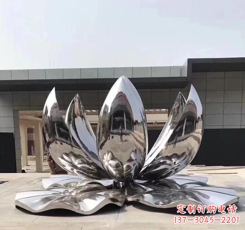 威海不锈钢现代镜面荷花雕塑精美绝伦