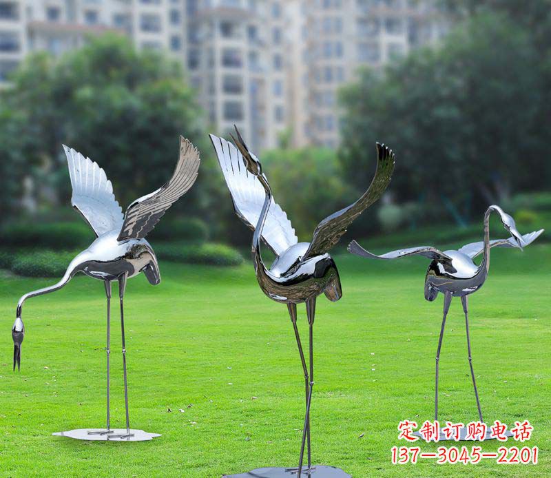 威海不锈钢仙鹤雕塑展现传统文化风采