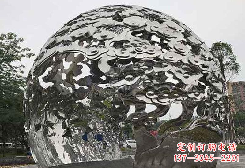 威海不锈钢祥云镂空球拱门雕塑