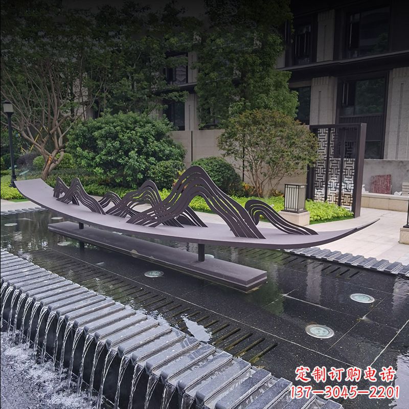 威海精美的不锈钢小船假山