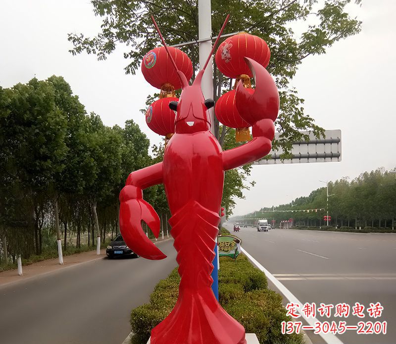 威海不锈钢小龙虾雕塑精美之灵