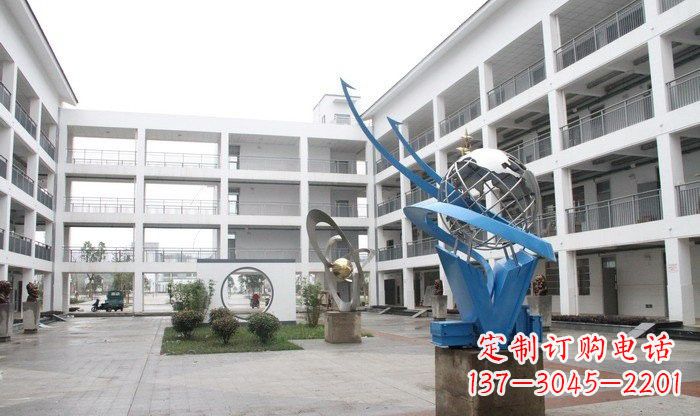 威海不锈钢地球雕塑缔造美丽的校园