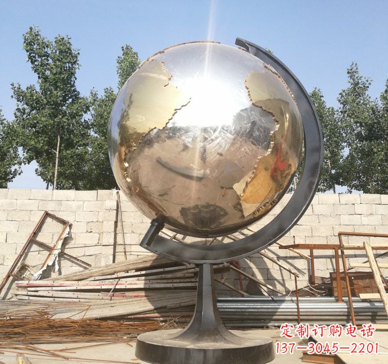 威海不锈钢校园地球仪雕塑校园精神体现