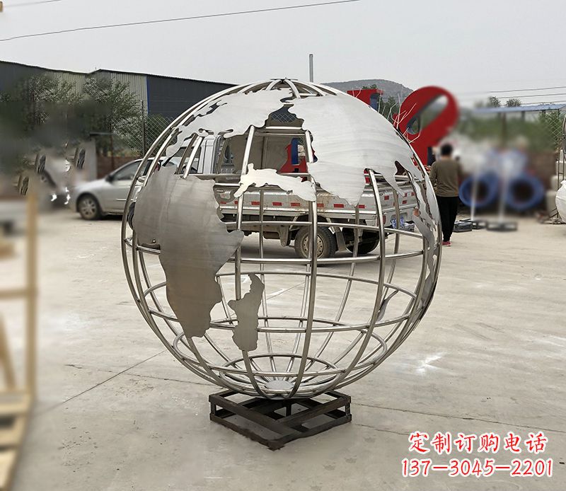 威海不锈钢校园地球仪雕塑见证地球美景