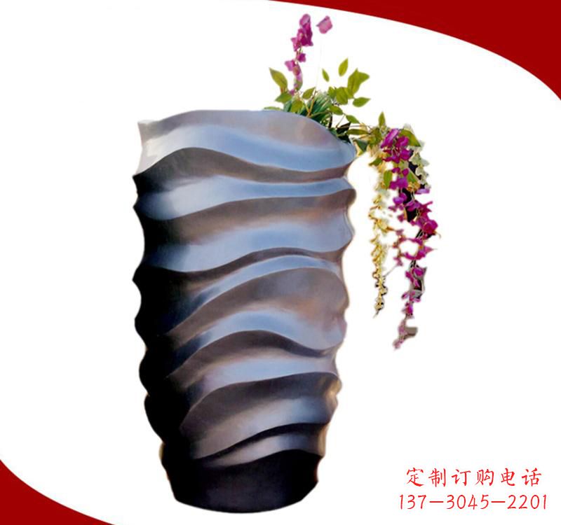 威海不锈钢校园景观花盆雕塑美化校园环境