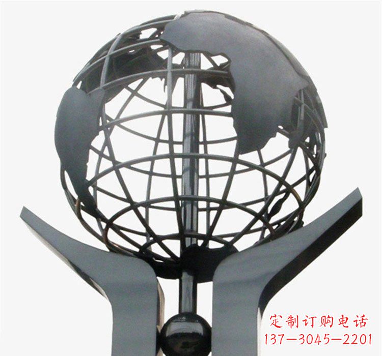 威海象征地球一体的不锈钢校园手托地球雕塑