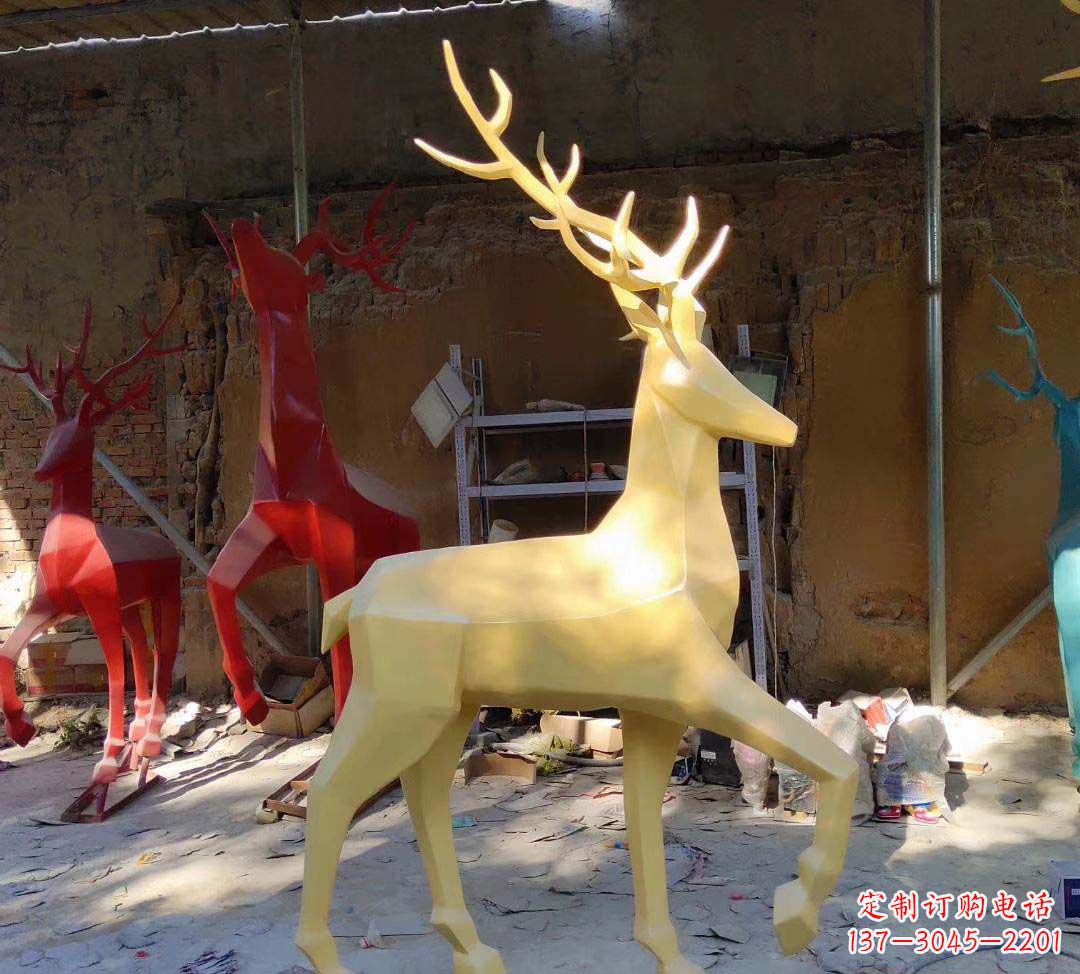 威海新款仿真不锈钢小鹿雕塑