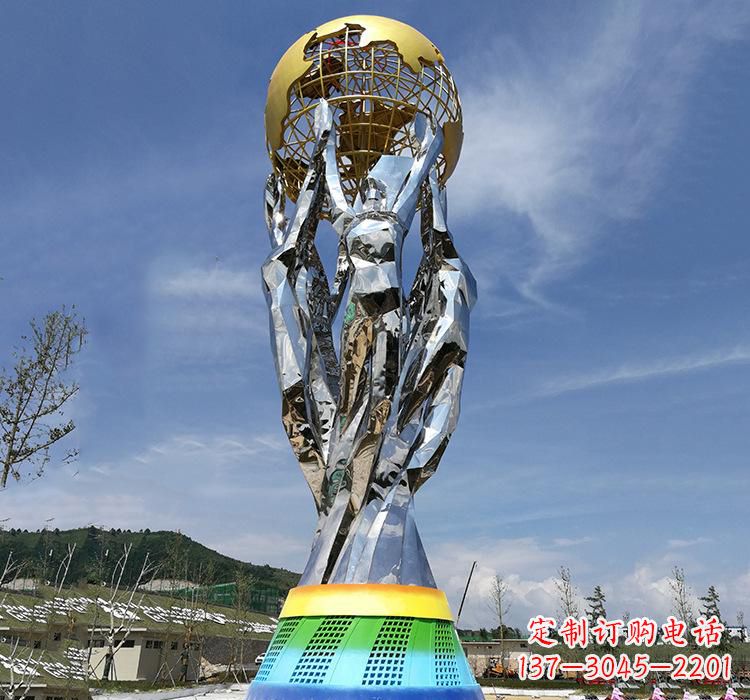 威海不锈钢艺术地球仪雕塑精美的艺术装置