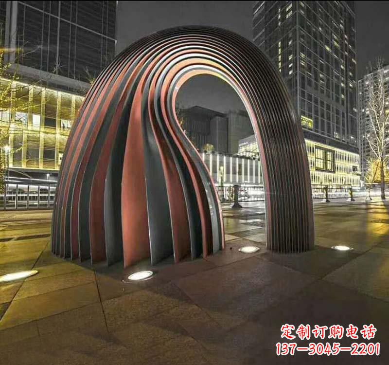 威海不锈钢异形拱门雕塑精致古典风格