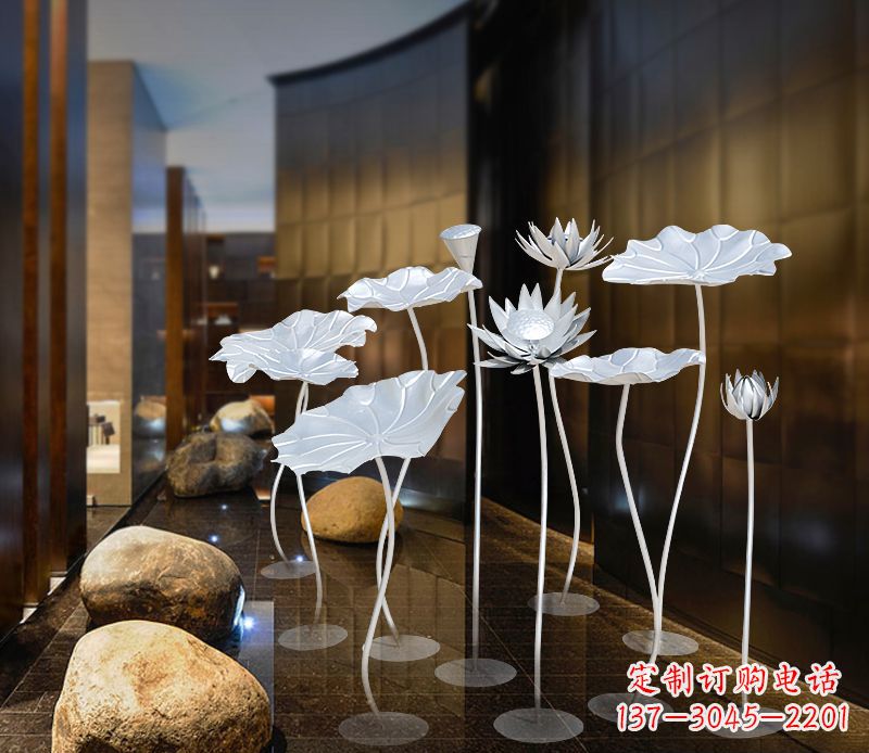 威海不锈钢银色荷花雕塑精美外形魅力无限