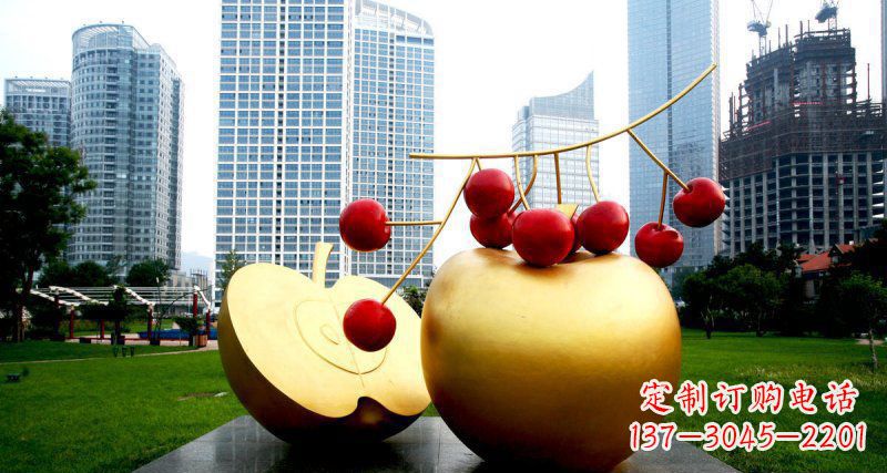 威海不锈钢苹果雕塑,添彩公园景观