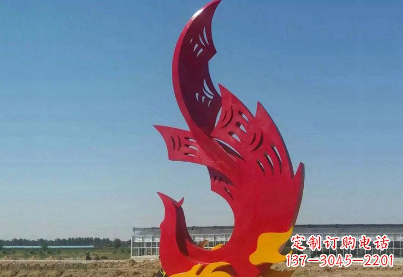 威海凤凰雕塑传承不锈钢园林艺术