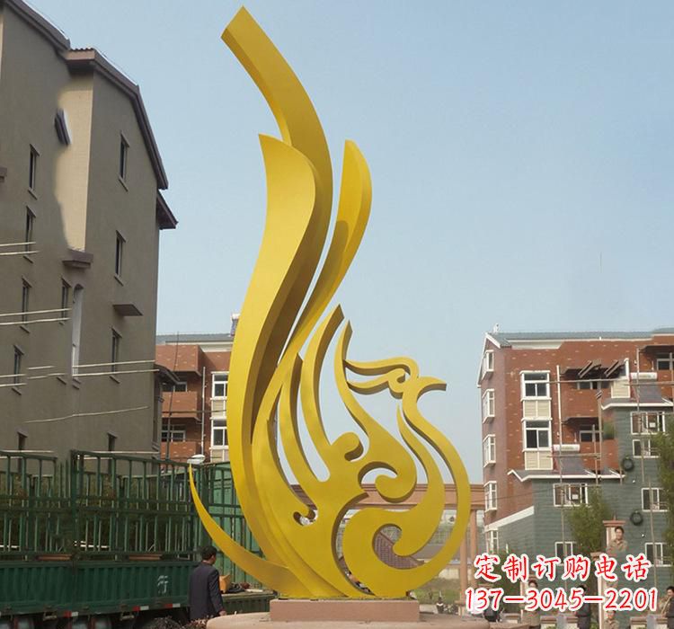 威海静谧的凤凰不锈钢园林雕塑