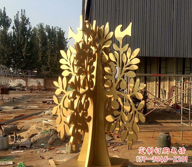 威海不锈钢树叶雕塑艺术的精美表现