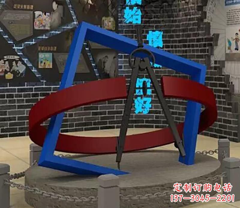 威海不锈钢圆规雕塑实现景观美化的艺术之作