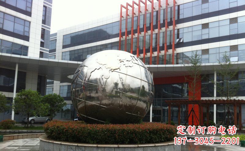威海不锈钢圆球地球雕塑描绘地球的美丽