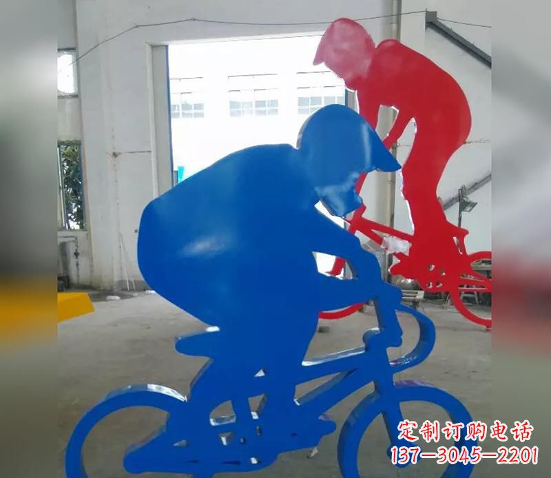 威海不锈钢运动骑·精美自行车雕塑
