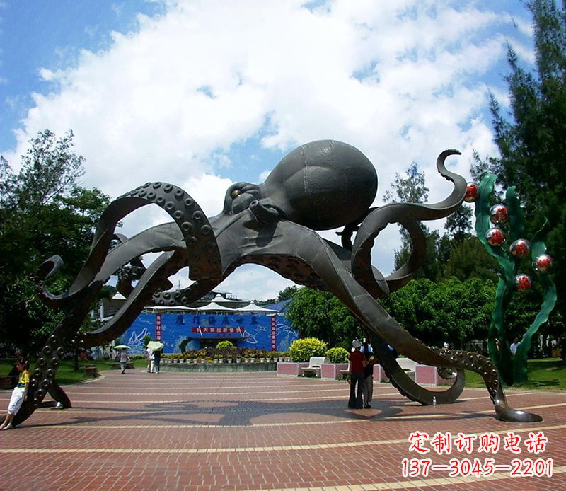 威海不锈钢章鱼雕塑精美艺术品
