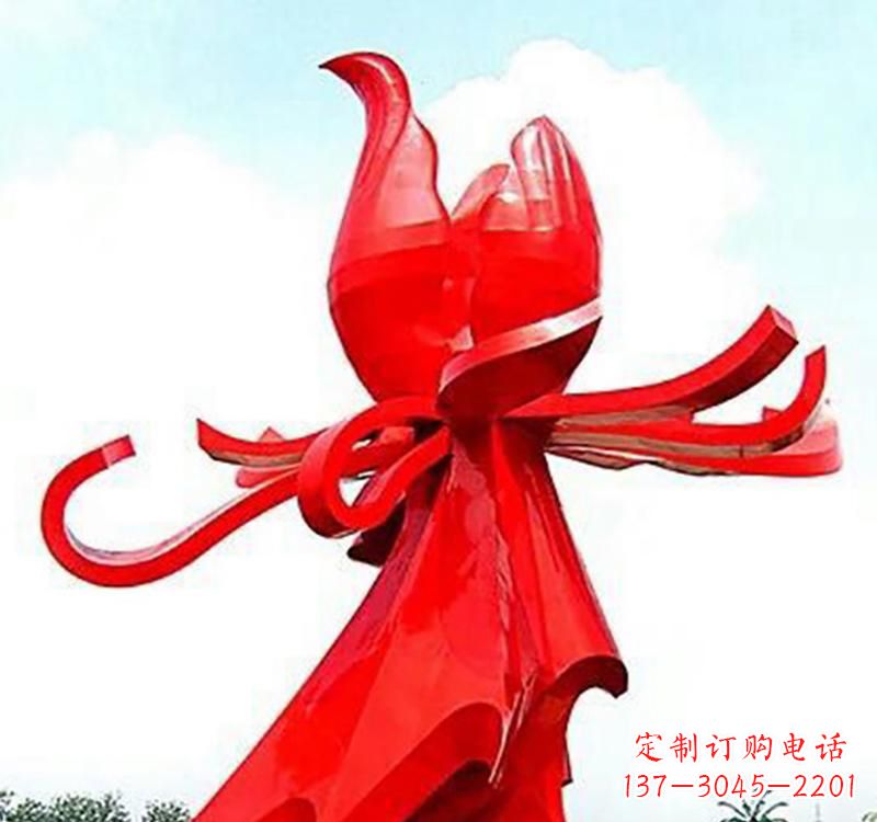 威海不锈钢玫瑰雕塑,传递爱与和平