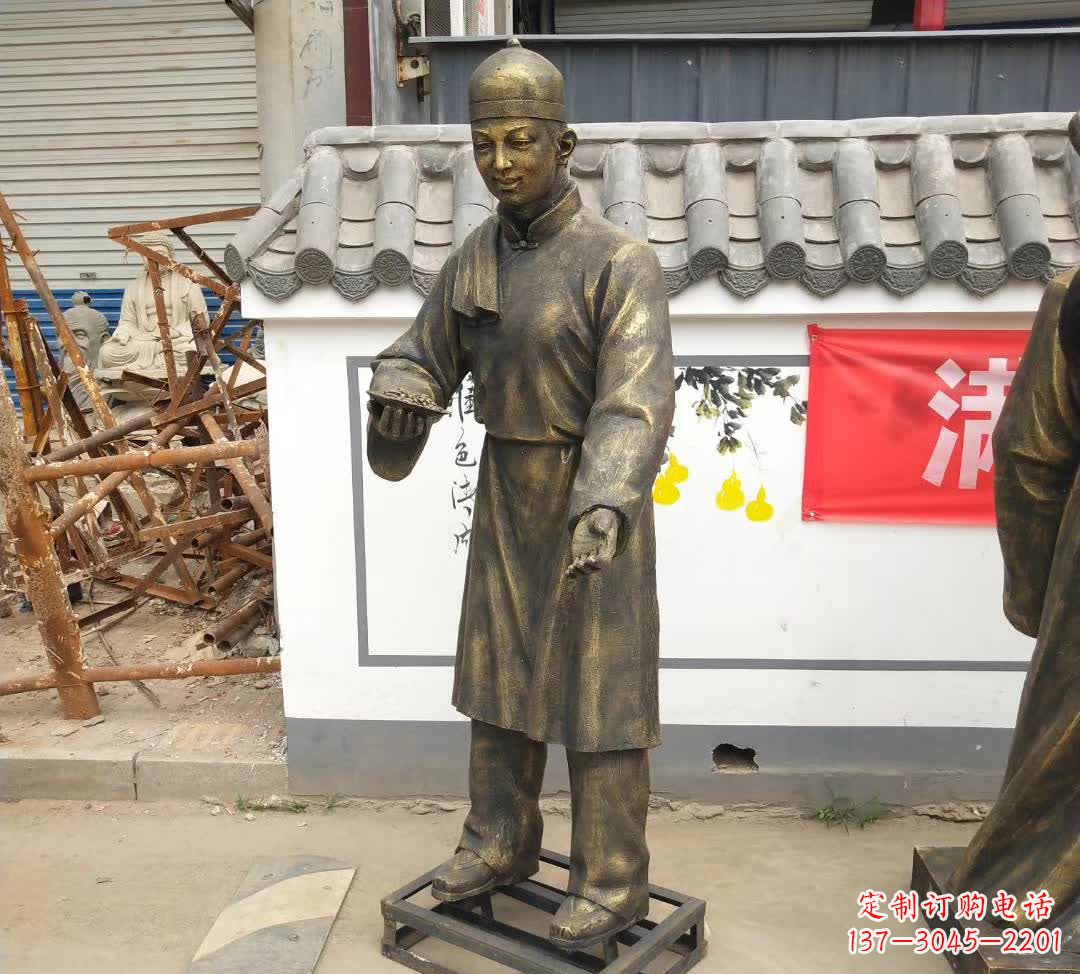 威海传承百年店小二铜雕