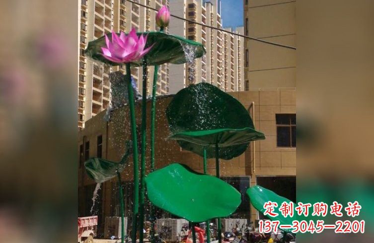 威海彩色不锈钢荷花雕塑美丽而富有寓意