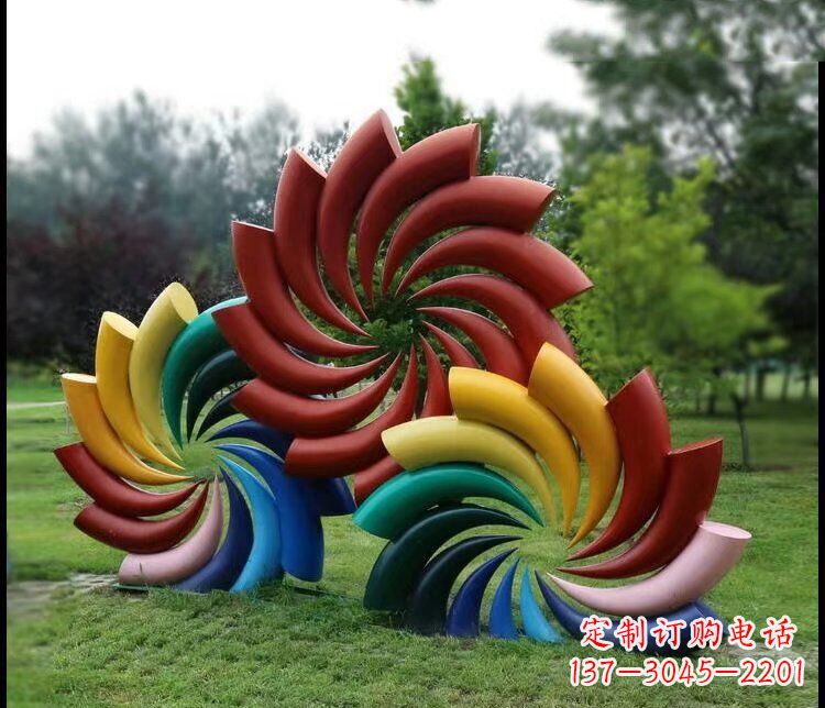 威海彩色不锈钢风车雕塑