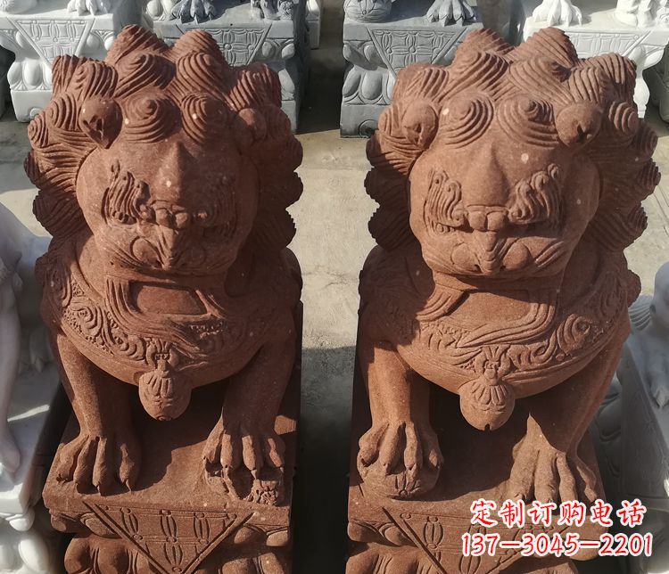 威海踩球狮子门口镇宅石雕