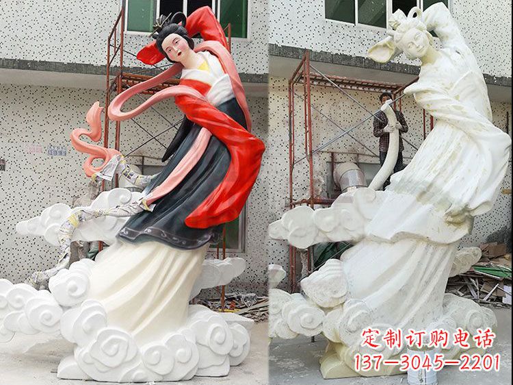 威海神话中的嫦娥玻璃钢彩绘雕塑