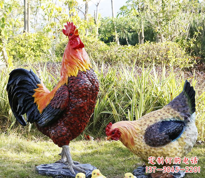 威海公鸡雕塑完美的绿化环境装饰