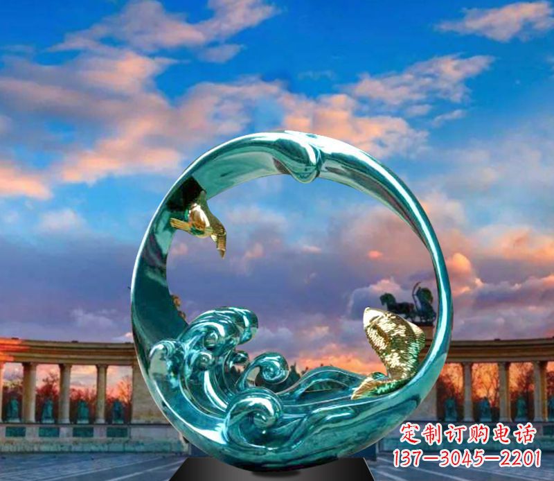 威海城市之环不锈钢彩银雕塑