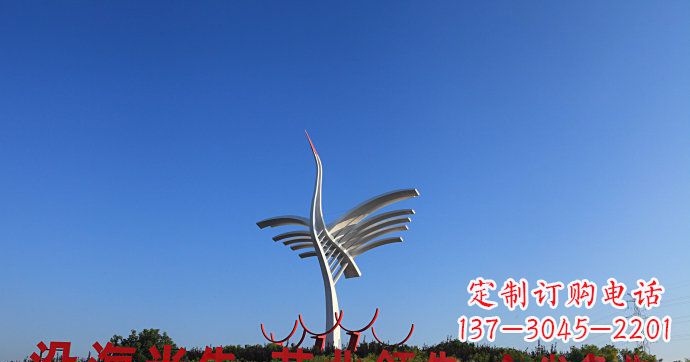 威海城市抽象不锈钢仙鹤雕塑
