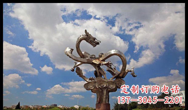 威海城市抽象双龙雕塑