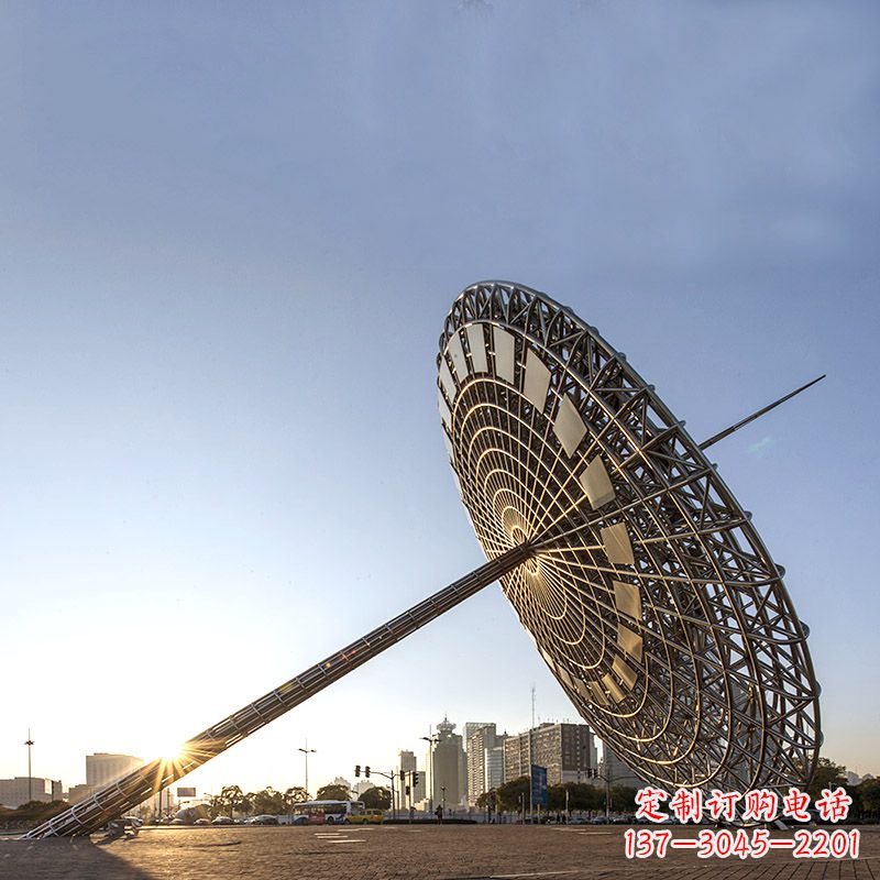 威海引领城市风采的大型不锈钢创意日晷雕塑