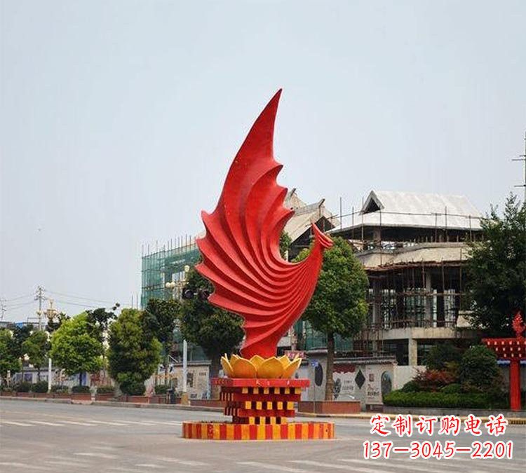 威海城市街边不锈钢凤凰雕塑