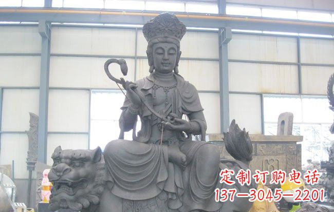 威海文殊菩萨坐狮子雕塑
