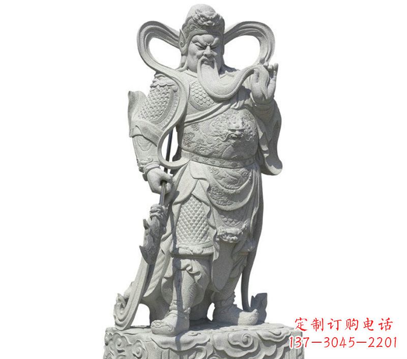 威海持刀关公武财神石雕