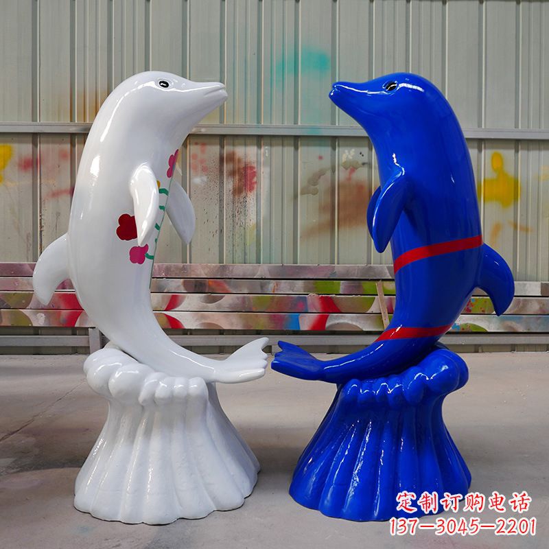 威海海豚雕塑美丽的景观装置