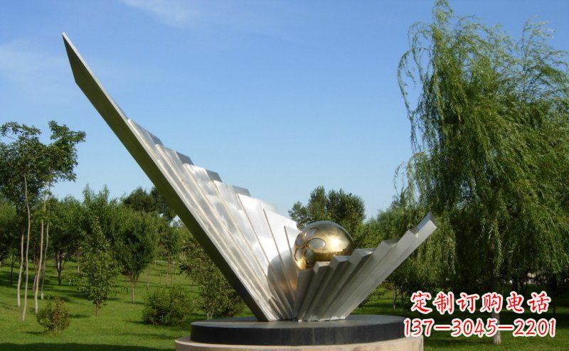 威海抽象贝壳明珠公园不锈钢雕塑