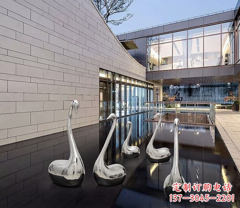 威海质朴无华的不锈钢天鹅雕塑