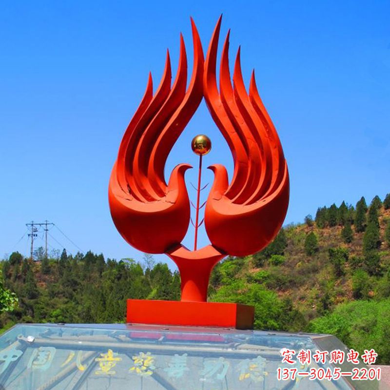 威海抽象凤凰公园不锈钢雕塑-景区园林景观神兽标识雕塑