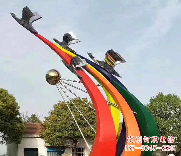威海抽象和平鸽和太阳校园不锈钢雕塑
