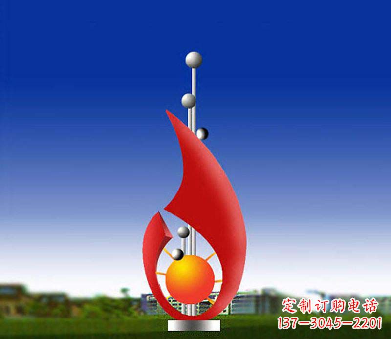 威海抽象红色水滴广场景观雕塑